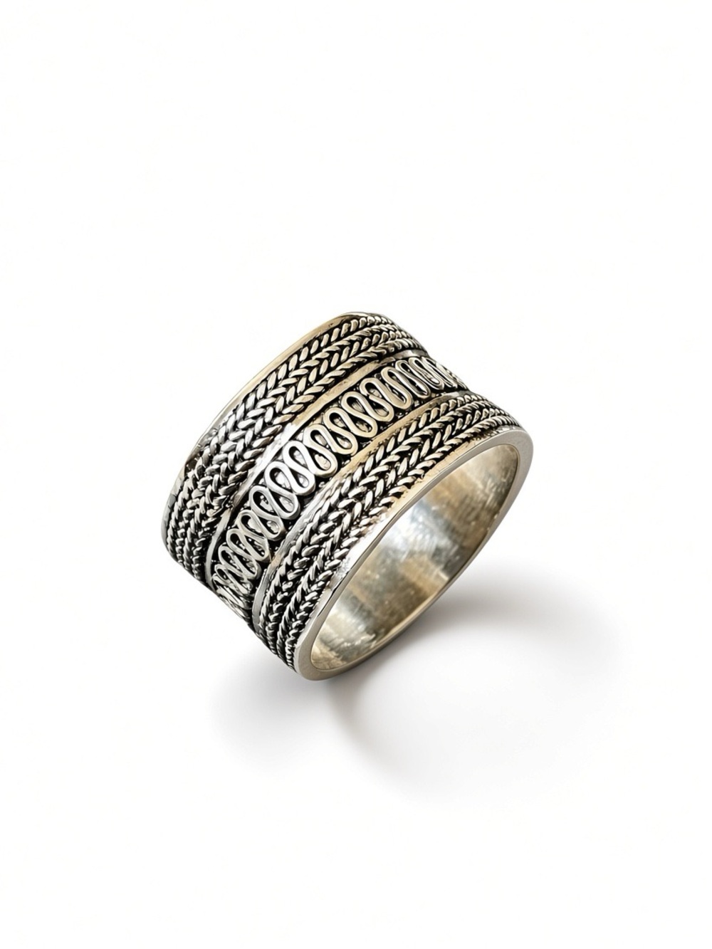 925 Sterling Silver Textured Detailed handwork Band Ring Sizes available US:8&9